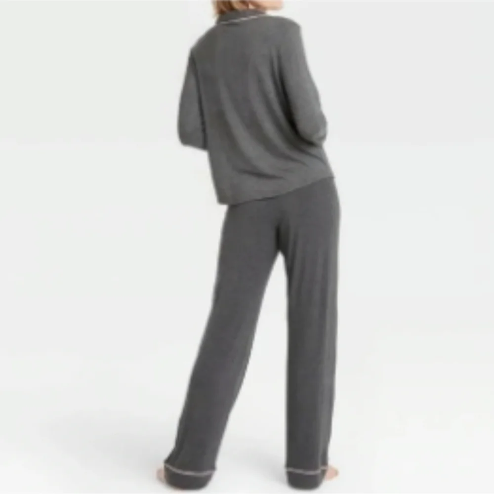 Stars Above Gray Pajama Set with White Trim